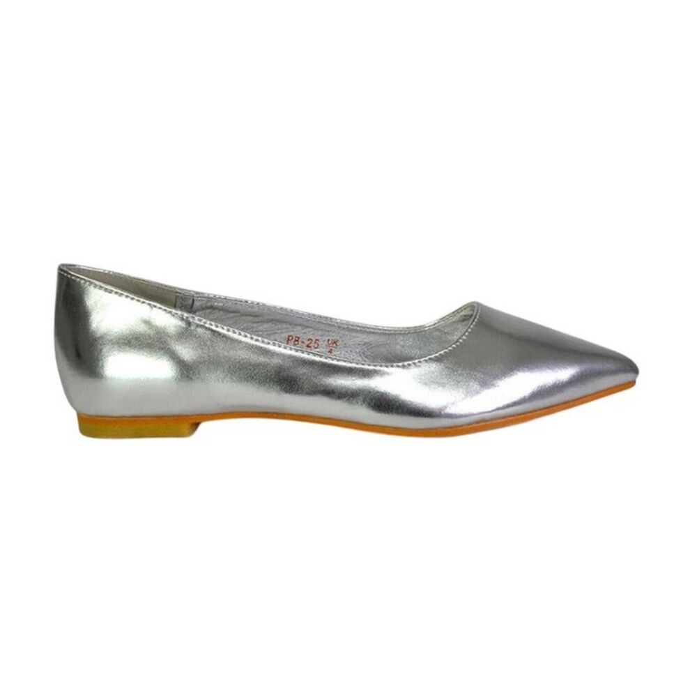 XY London Womens/Ladies Bubbles Pointed Flat Ballerina Flats / Metallic Silver